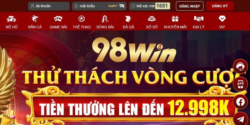 Trang chủ đăng nhập tài khoản 98win Trang chủ đăng nhập tài khoản 98win